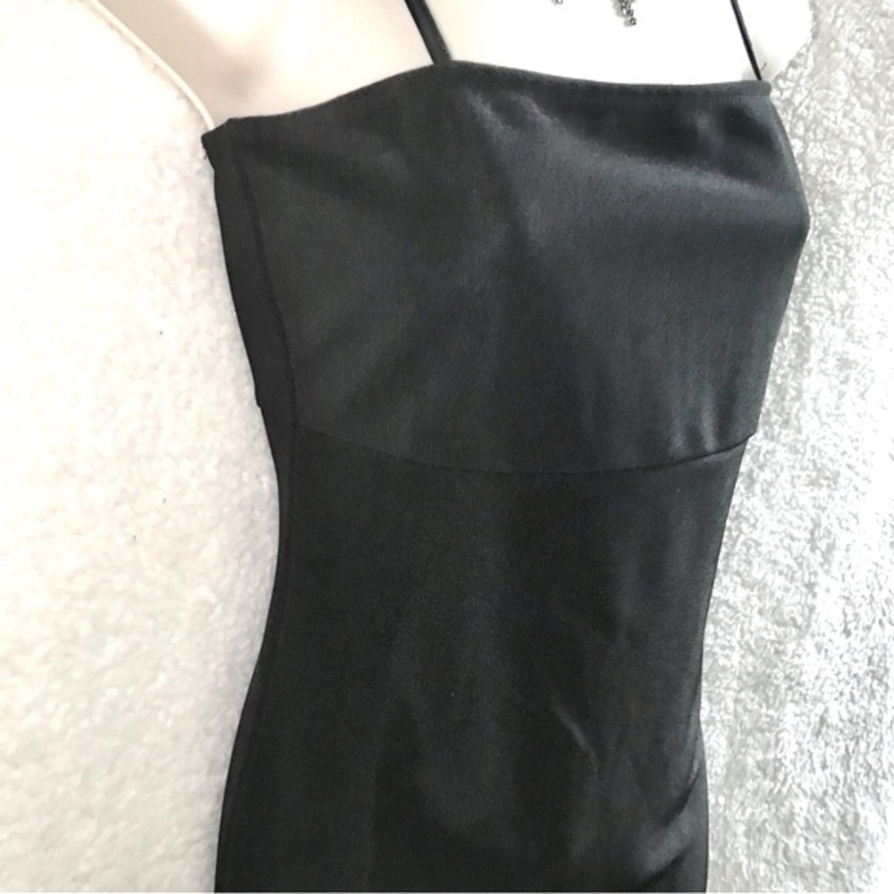 LUCCA COUTURE Black bodycon mini dress Size Medium adjustable spaghetti straps M - Picture 6 of 11